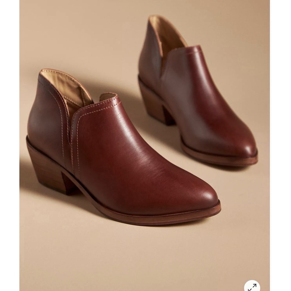 Anthropologie Nisolo Leather Dark Red Mia Everyday Ankle Boots Bootie Shoes 7.5